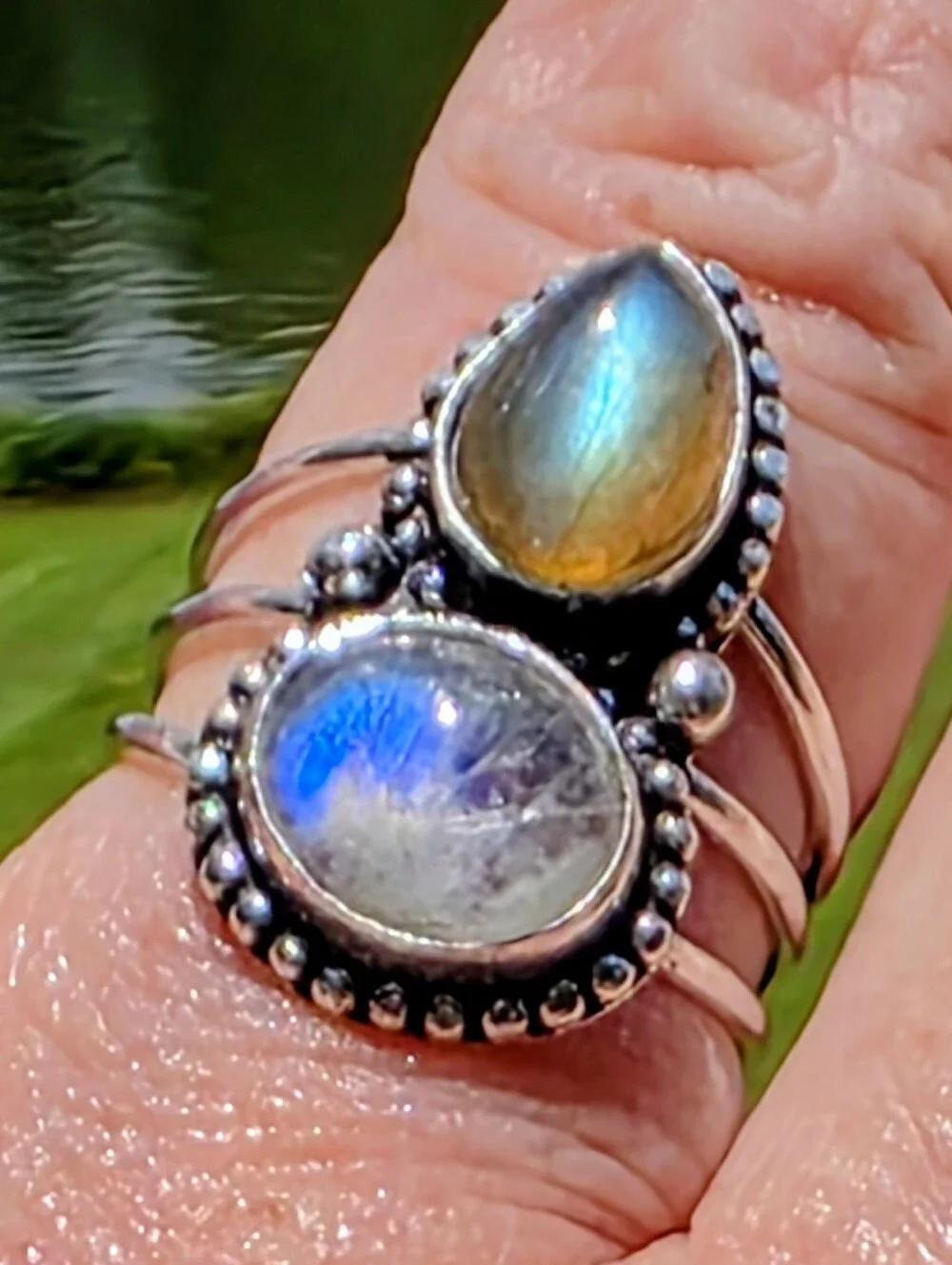 Rainbow Moonstone & Labradorite Gemstone Ring In 925 Sterling Silver (7)